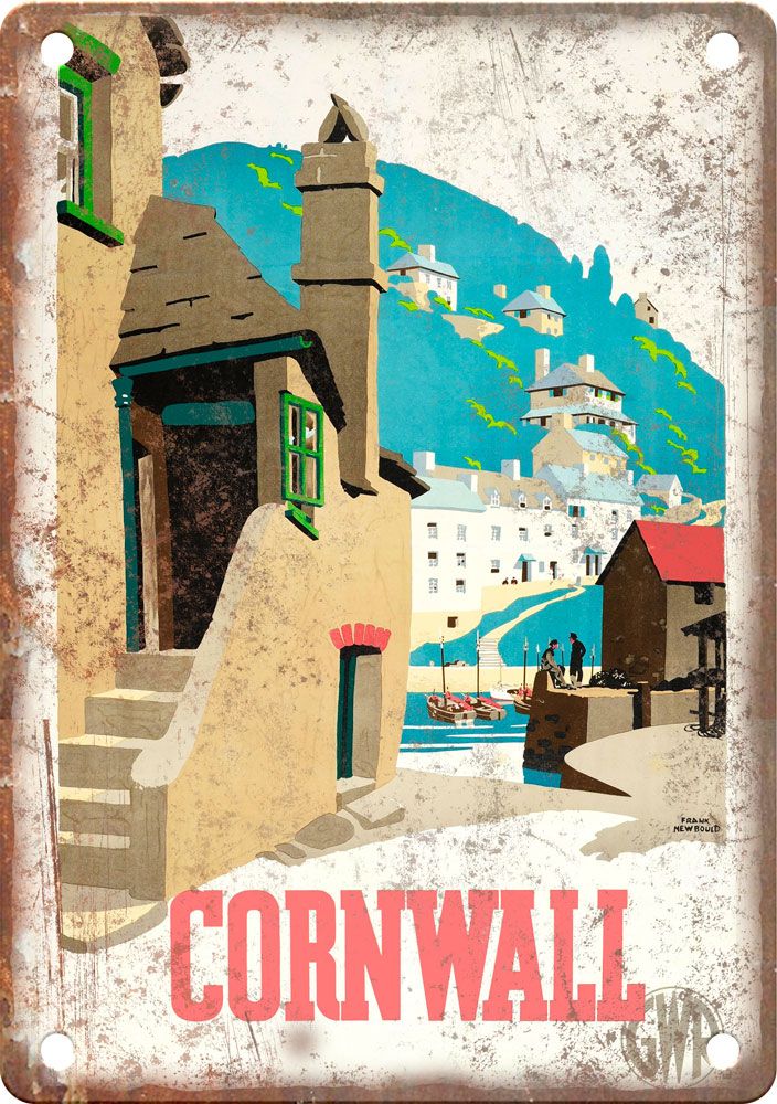 Vintage Cornwall Travel Poster Reproduction Metal Sign