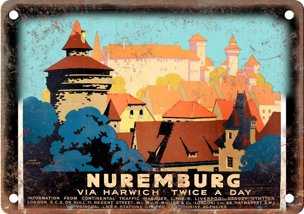 Vintage Nuremburg Travel Poster Reproduction Metal Sign