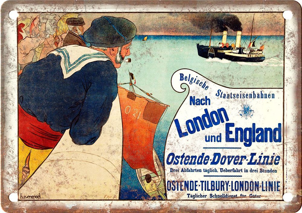 Vintage London England Travel Poster Reproduction Metal Sign