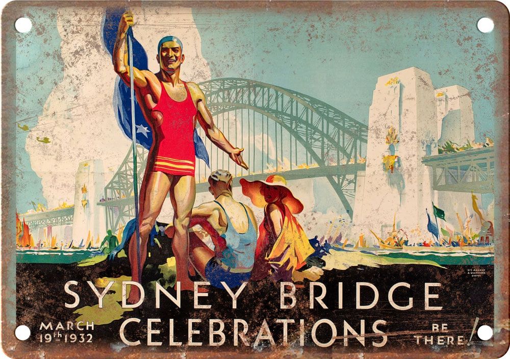 Vintage Sydney Travel Poster Reproduction Metal Sign