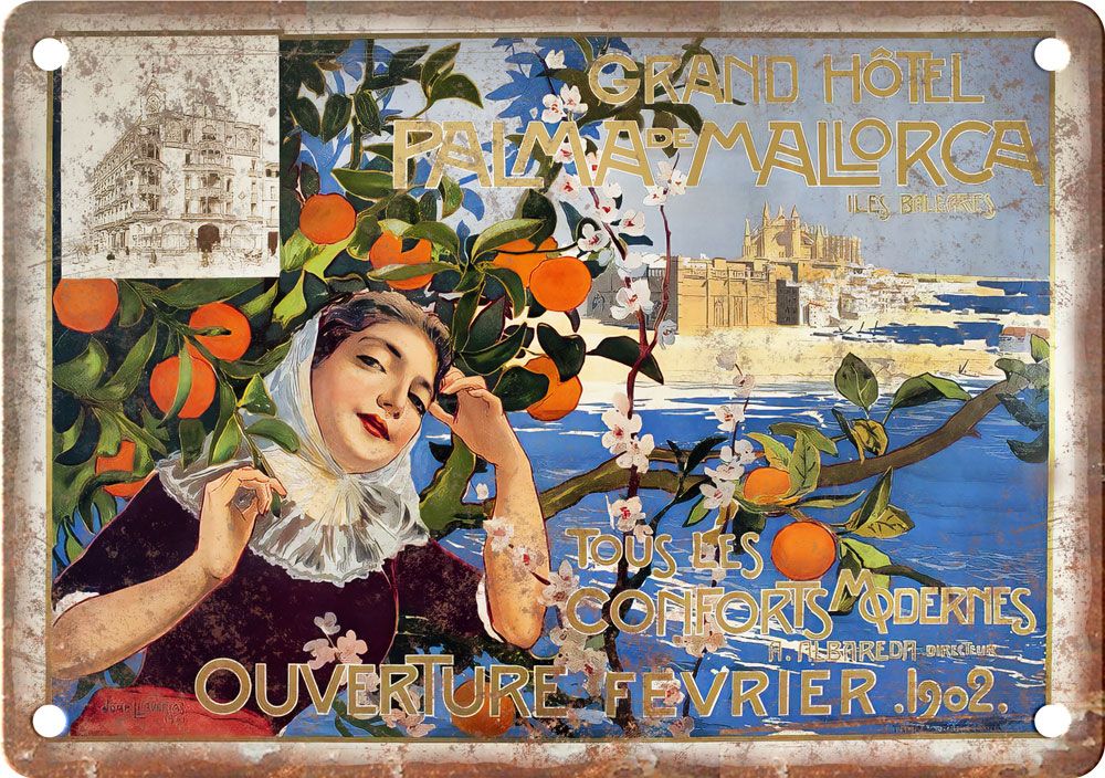 Vintage Palma Mallo Travel Poster Reproduction Metal Sign