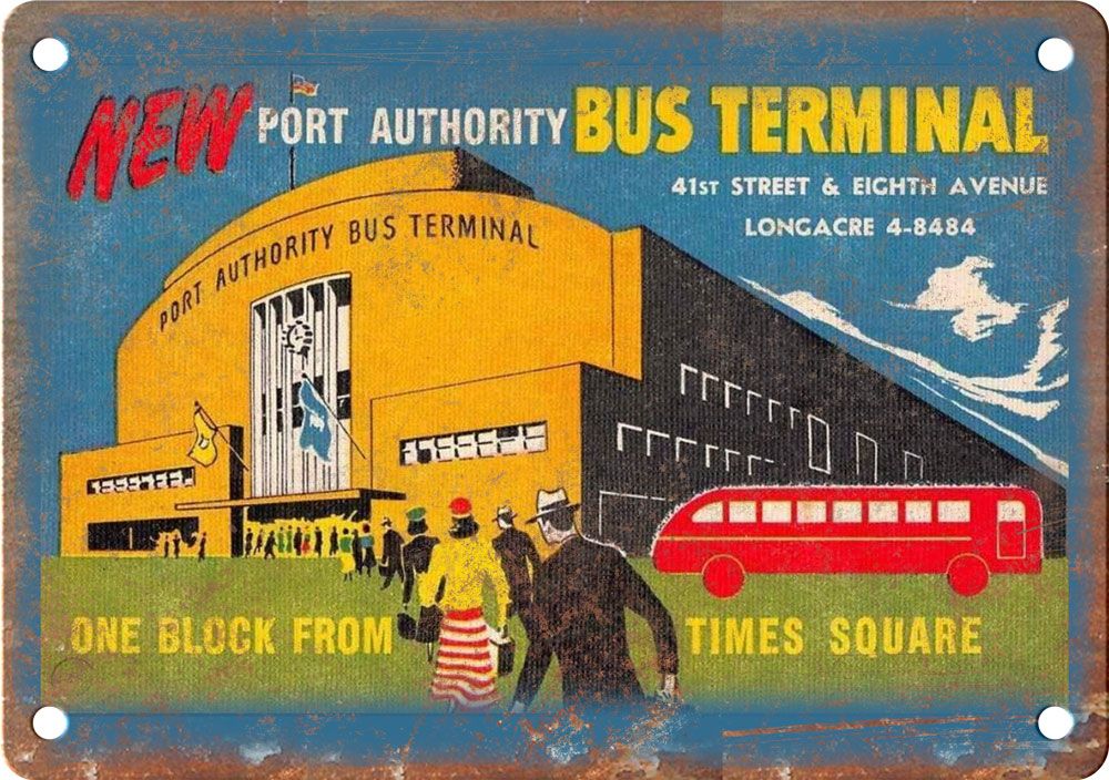 Vintage Times Square Travel Poster Reproduction Metal Sign