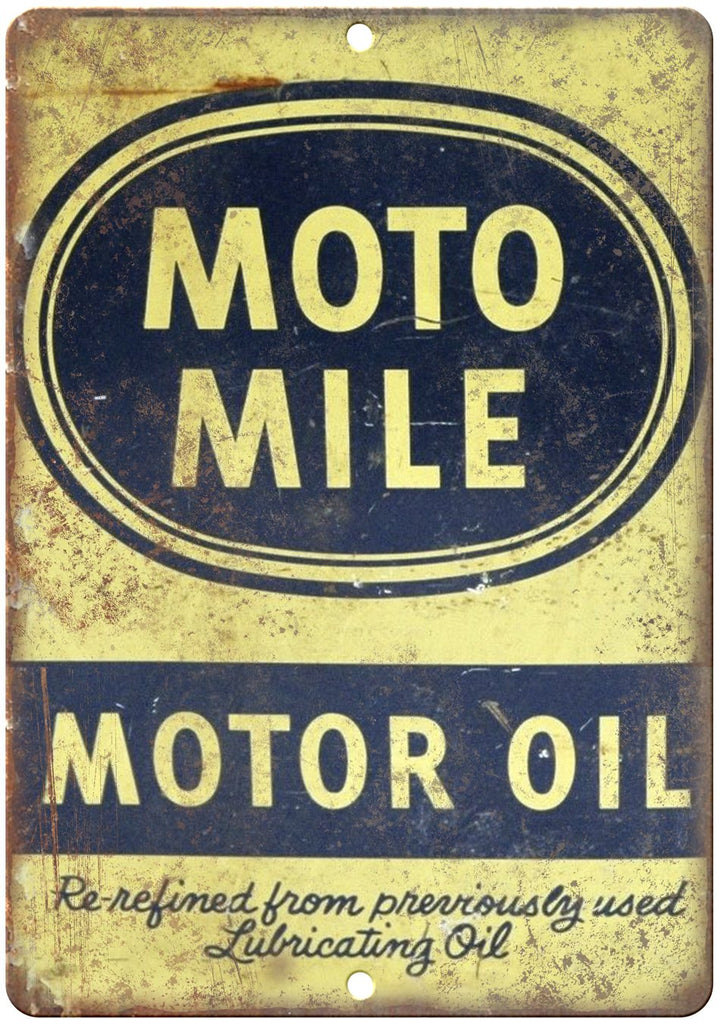 Moto Mile Motor Oil Vintage Can Art Metal Sign