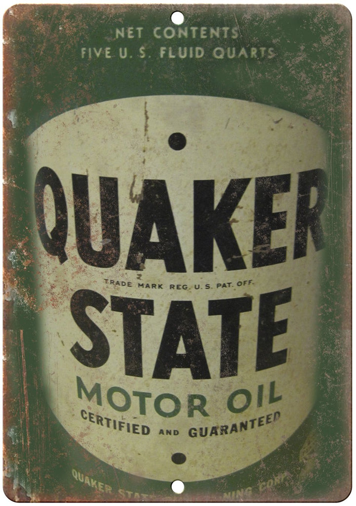 Quaker State Motor Oil Vintage Can Art Metal Sign