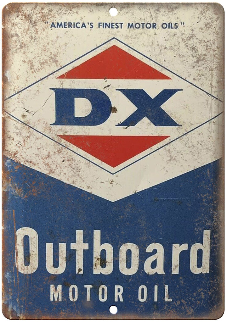DX Outboard Motor Oil Vintage Can Art Metal Sign