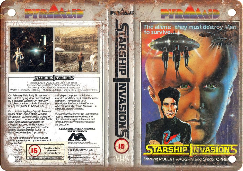 Starship Invasion Vintage VHS Cover Art Reproduction Metal Sign