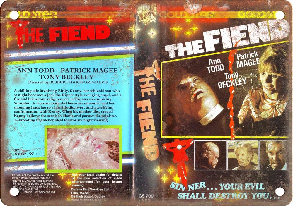 The Fiend Vintage VHS Cover Art Reproduction Metal Sign