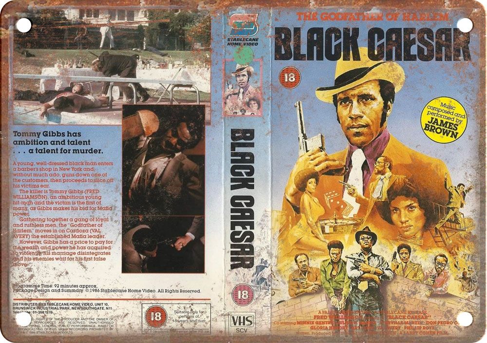 Black Caesar Vintage VHS Cover Art Reproduction Metal Sign