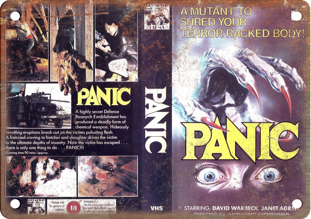 Panic Vintage VHS Horror Cover Art Reproduction Metal Sign