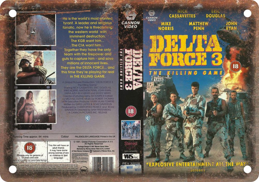 Delta Force Vintage VHS Cover Art Reproduction Metal Sign