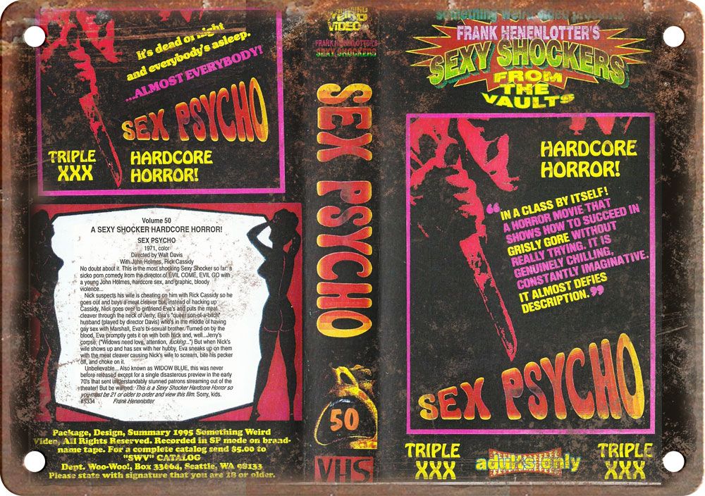Sex Psycho Vintage VHS Cover Art Reproduction Metal Sign