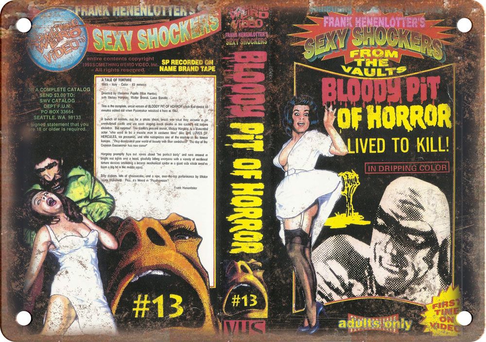 Bloody Pit of Horror VHS Cover Art Reproduction Metal Sign