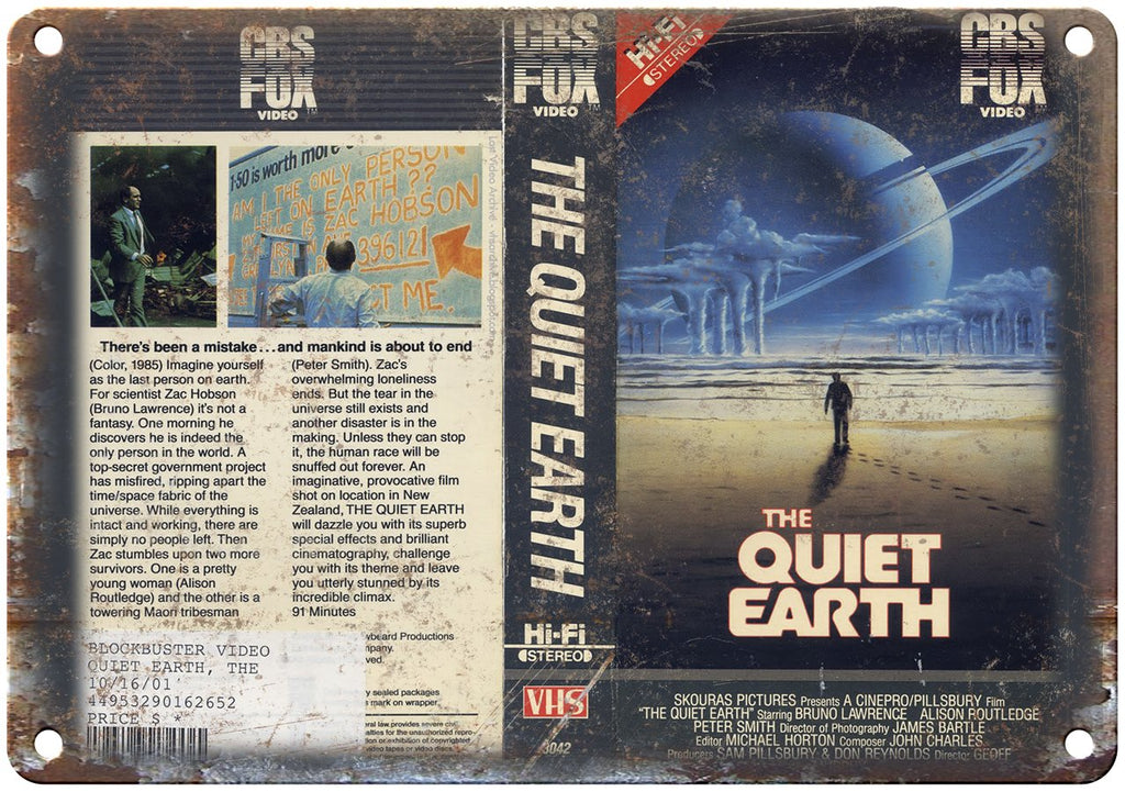 The Quiet Earth CBS Fox Video VHS Box Art Metal Sign