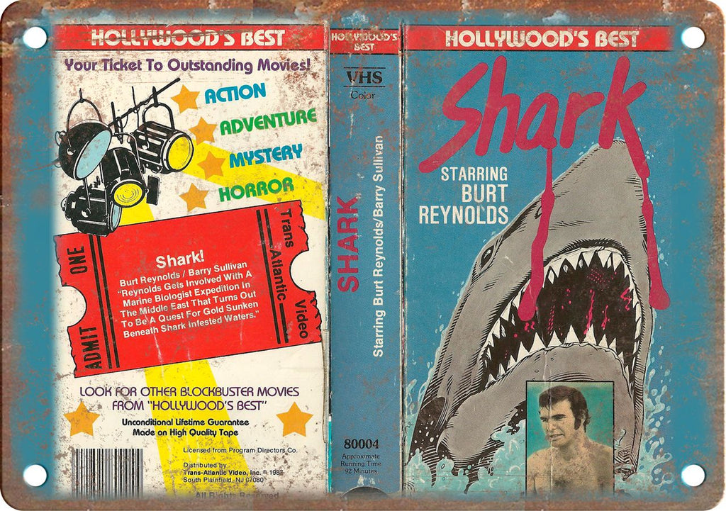 Shark Movie Vintage VHS Cover Art Metal Sign