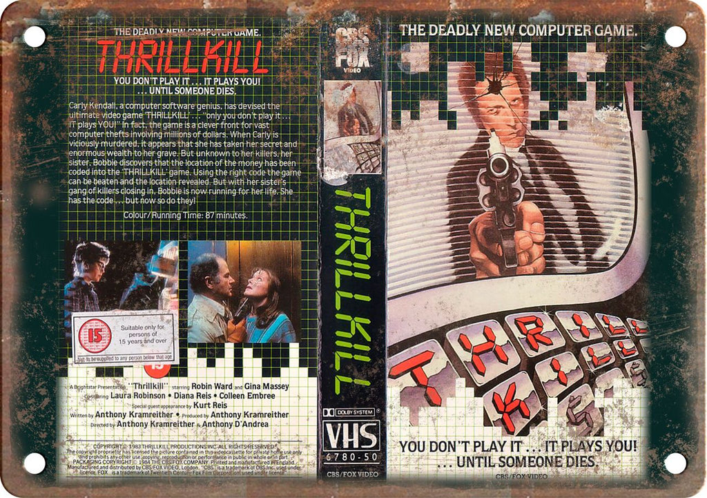 Thrillkill VHS Cover Art Metal Sign