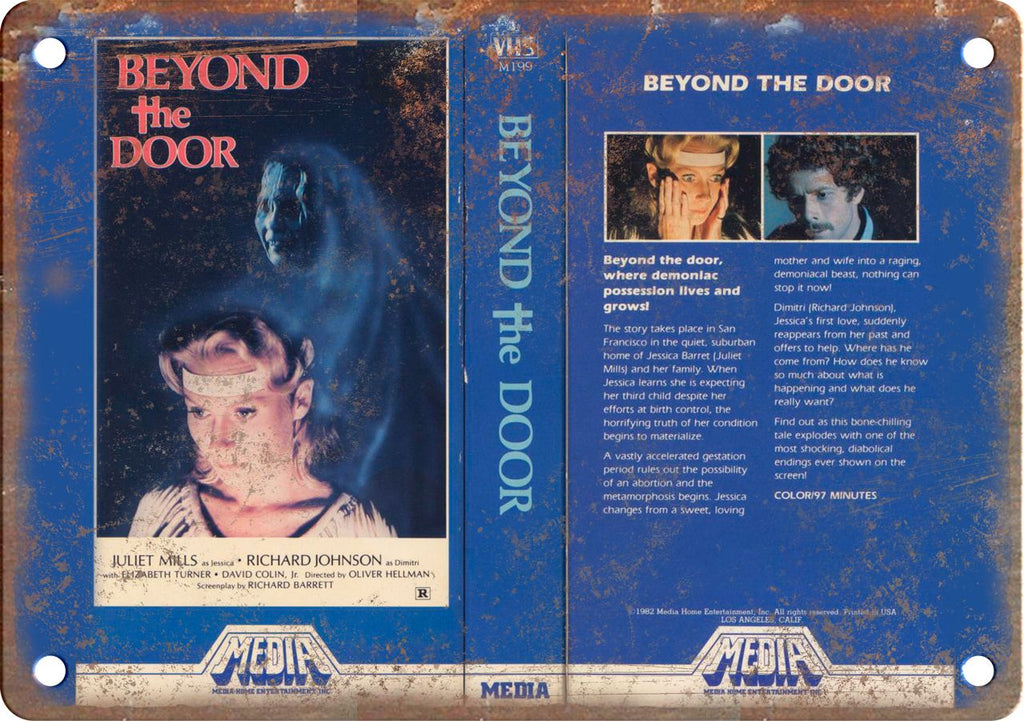 Beyond The Door Vintage VHS Cover Art Metal Sign