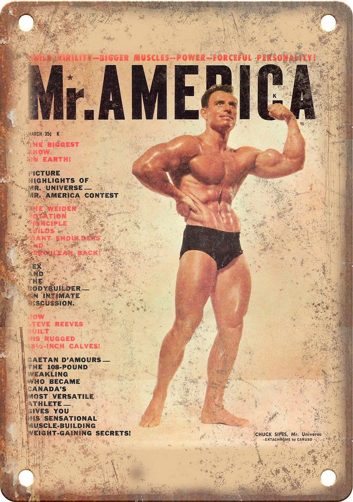 Mr. America Bodybuilding Magazine Metal Sign