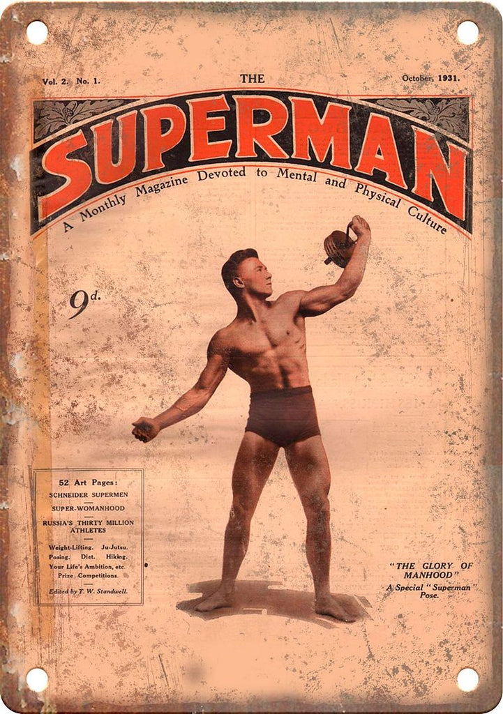 Superman Vintage Bodybuilding Magazine Metal Sign