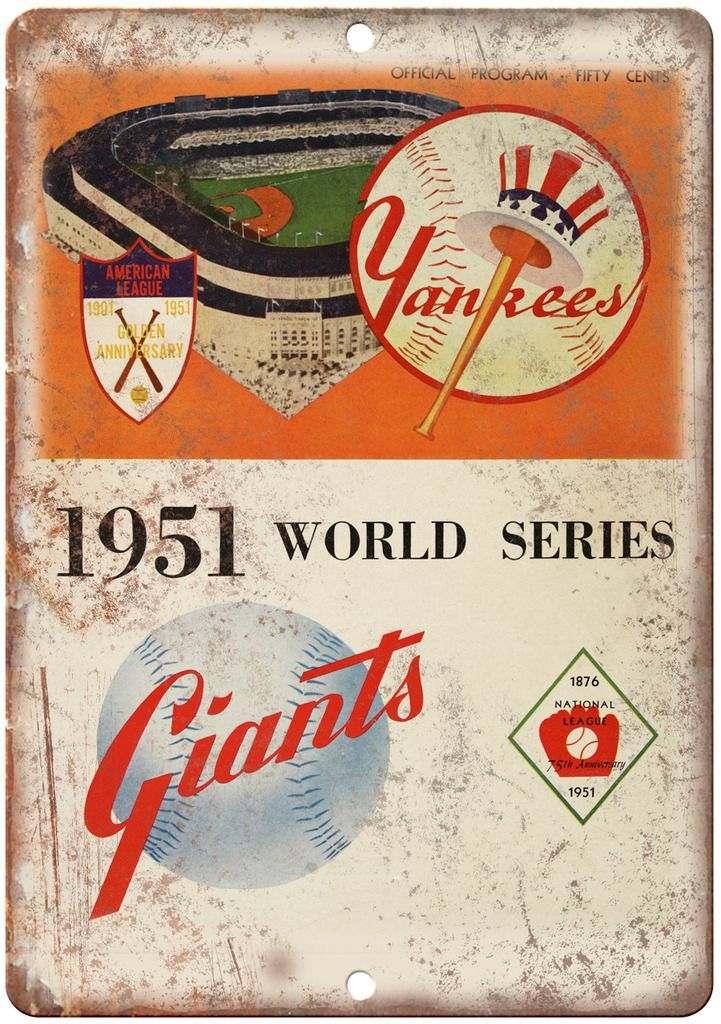 Yankees vs. Giants 1951 World Series Program  Metal Sign