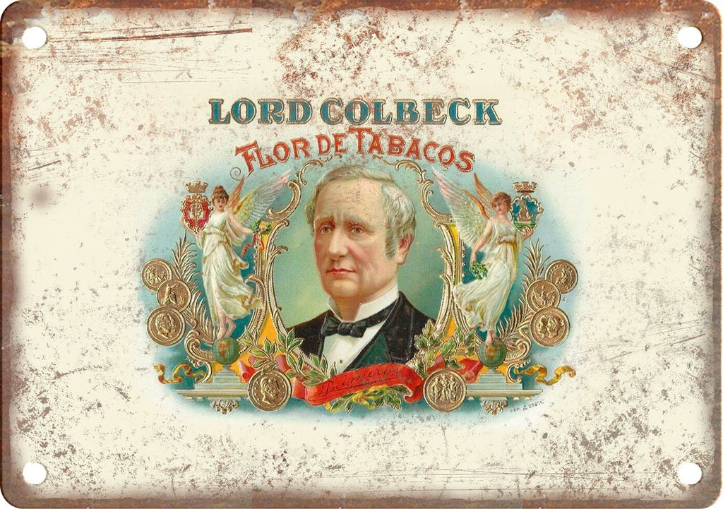 Lord Colbeck Cigar Box Label Metal Sign