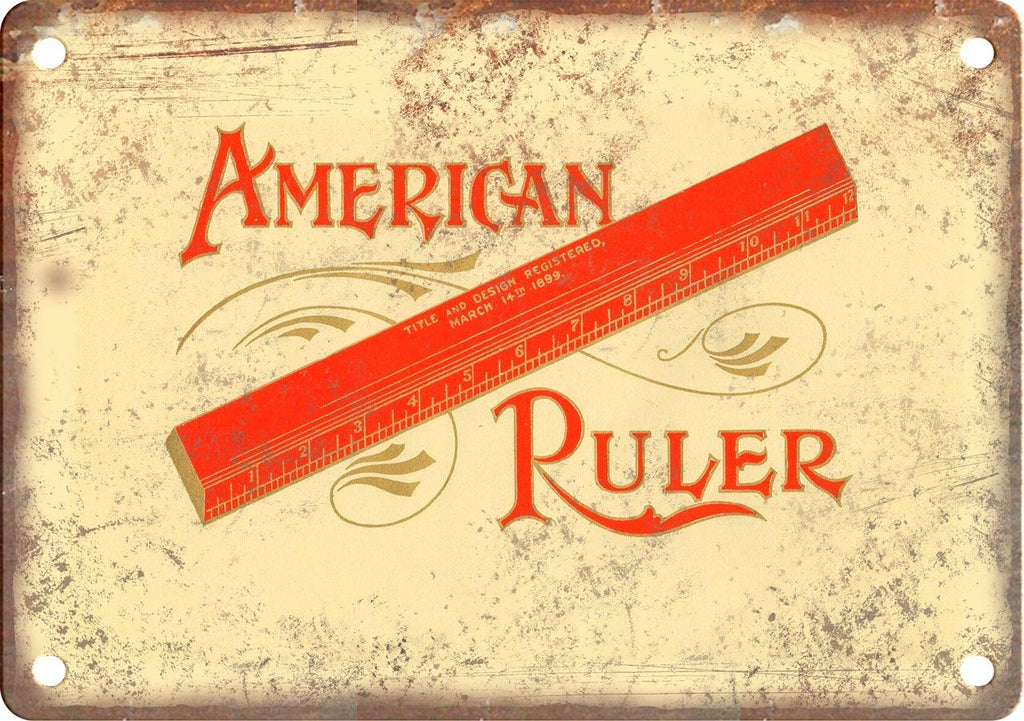 American Ruler Cigar Box Label Metal Sign