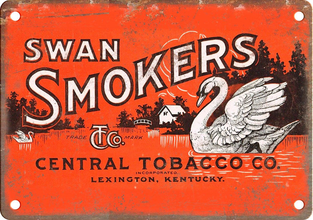 Swan Smokers Cigar Box Label Metal Sign