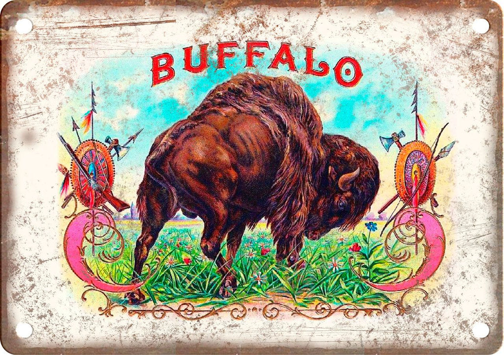 Buffalo Cigar Box Label Metal Sign