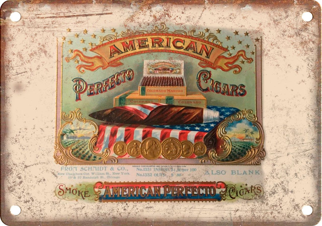 American Perfecto Cigar Box Label Metal Sign