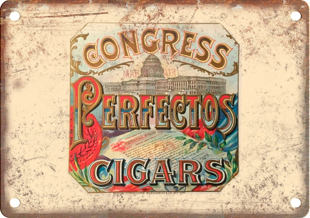 Congress Perfectos Cigar Box Label Metal Sign