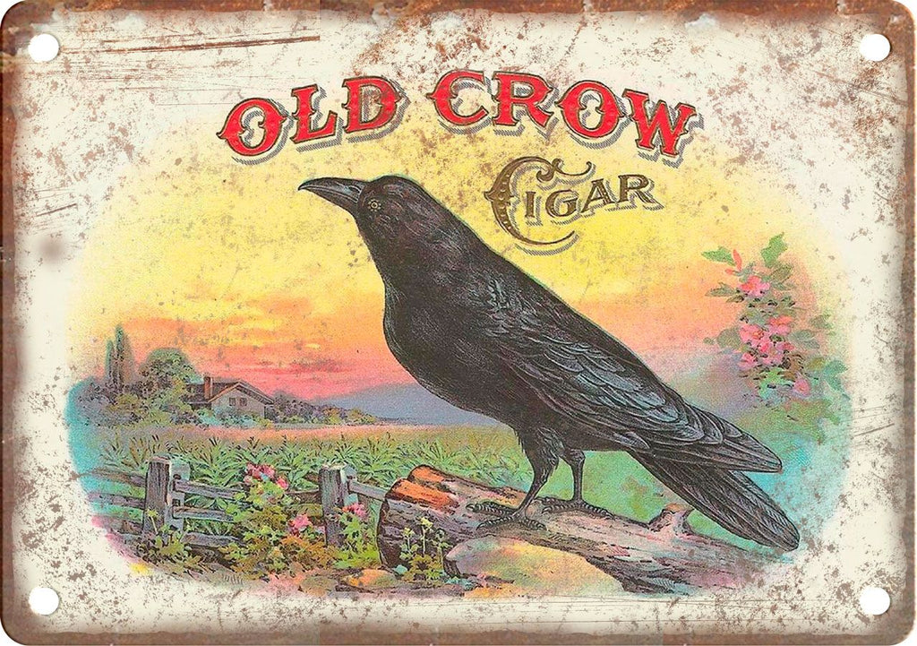 Old Crow Cigar Box Label Metal Sign