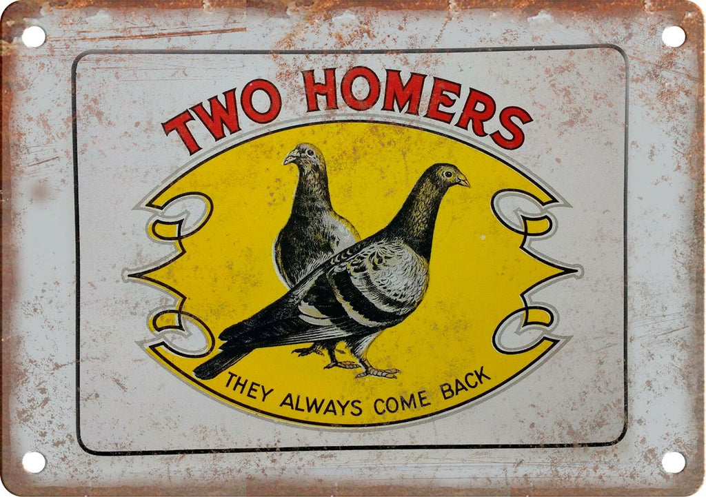 Two Homers Cigar Box Label Metal Sign