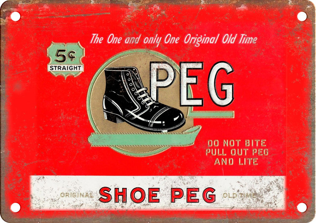 Shoe Peg Cigar Box Label Metal Sign