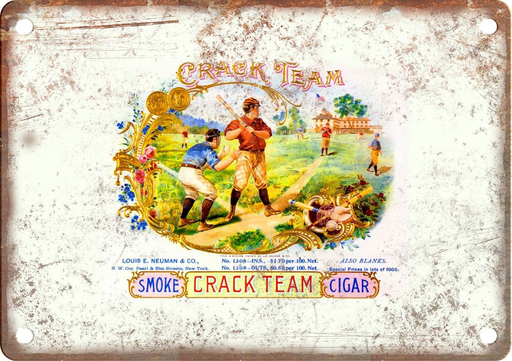 Crack Team Cigar Box Label Metal Sign