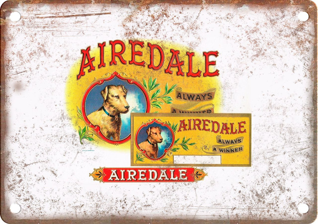 Airedale Cigar Box Label Metal Sign