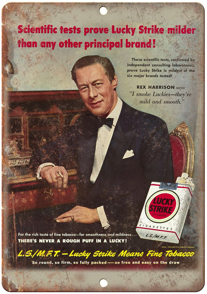 Lucky Strike Cigarette Vintage Tobacco Ad Metal Sign