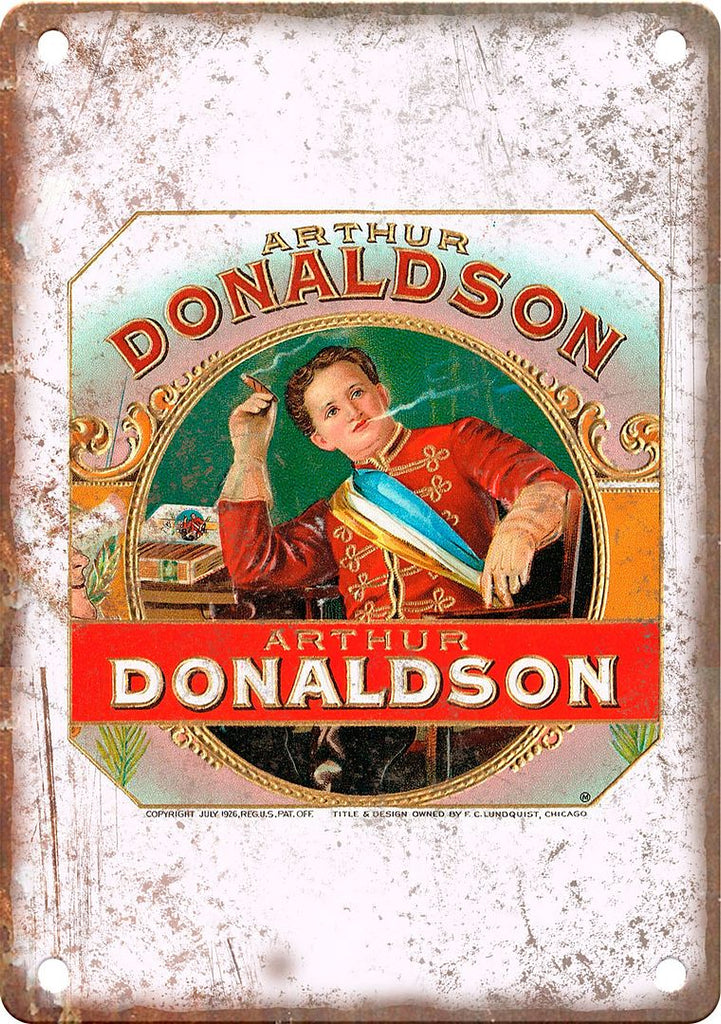 Arthur Donaldson Cigar Box Label Metal Sign