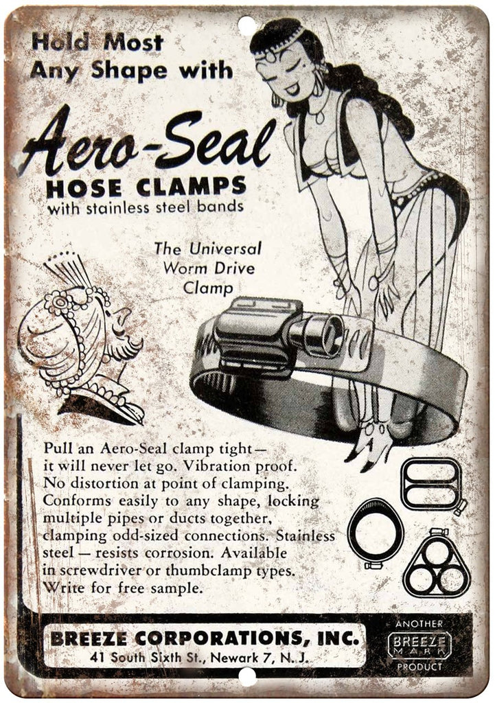 Breeze Corporation Aero Seal Hose Clamp Metal Sign