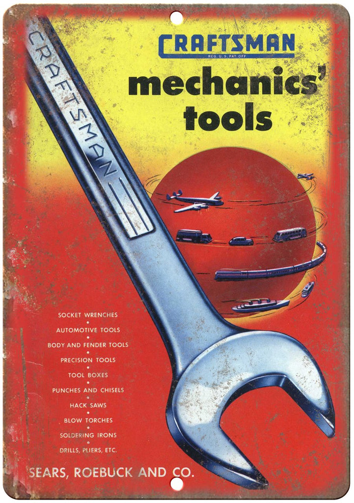 Craftsman Mechanic Tools Sears Roebuck Metal Sign