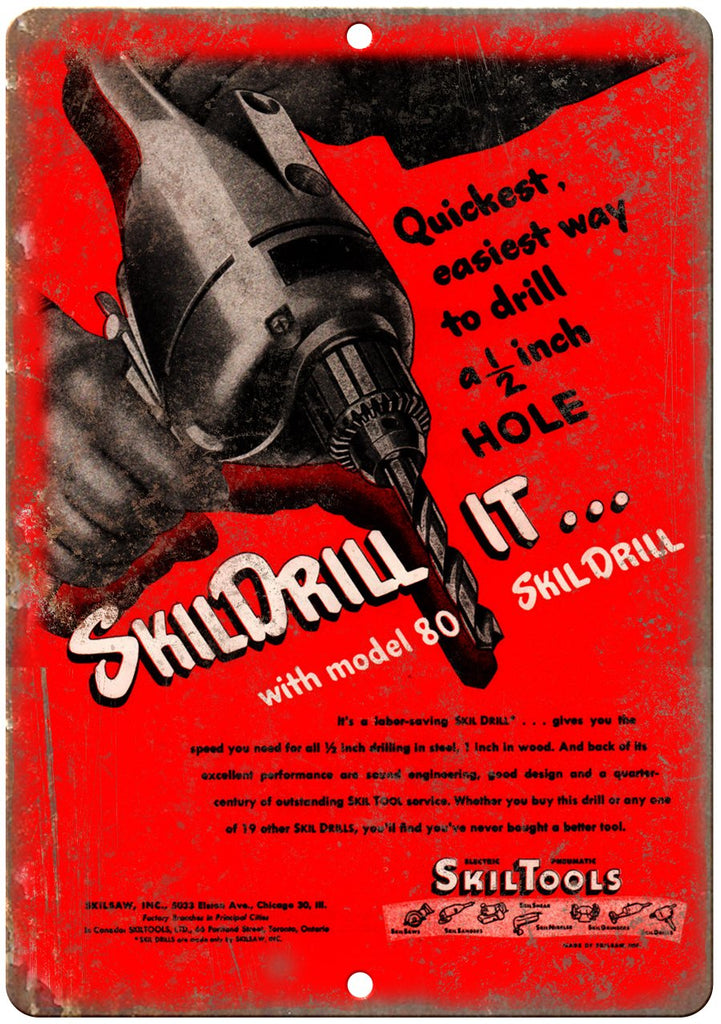 Skil tools Vintage Drill Metal Sign