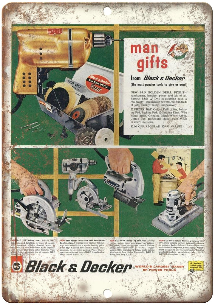Black & Decker Vintage Drill Saw Metal Sign