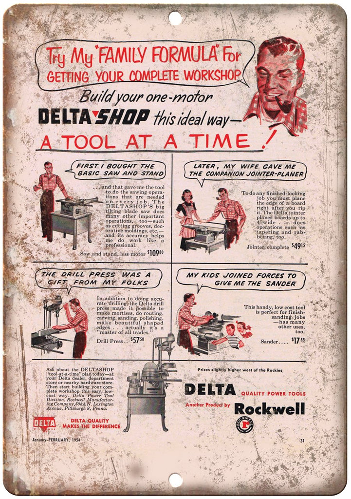Delta Rockwell Power Tools Metal Sign