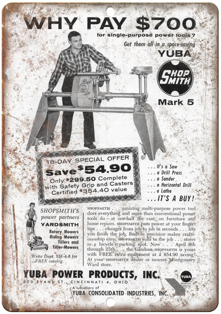 Yuba Power Products Tools Metal Sign
