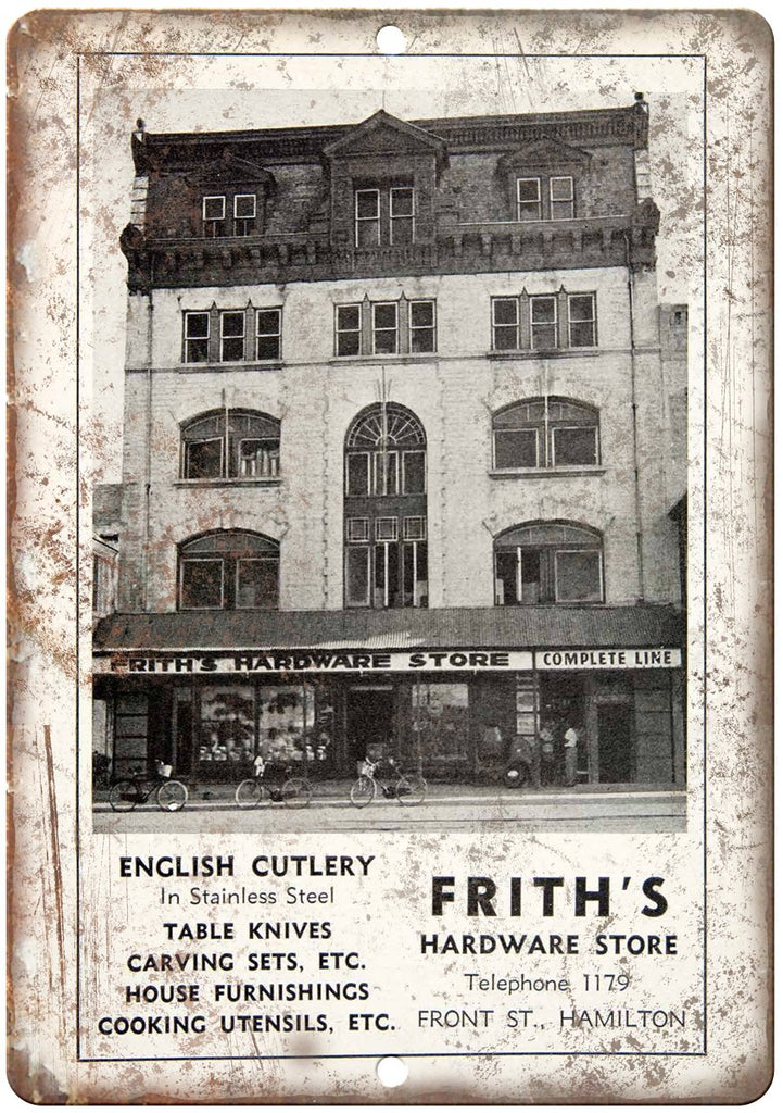 Frith's Hardware Store Vintage Ad Metal Sign