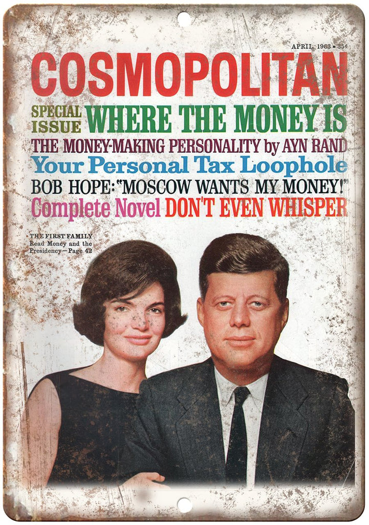 Cosmopolitan Magazine President JFK 1963 Metal Sign