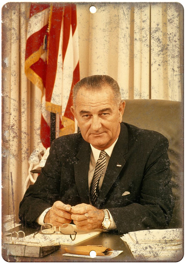 Lyndon B. Johnson White House Portrait RARE Metal Sign