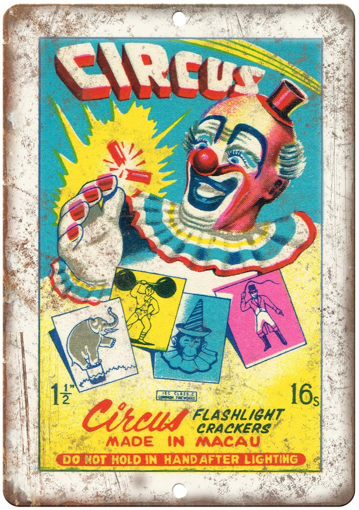 Circus Firecracker Package Art Metal Sign