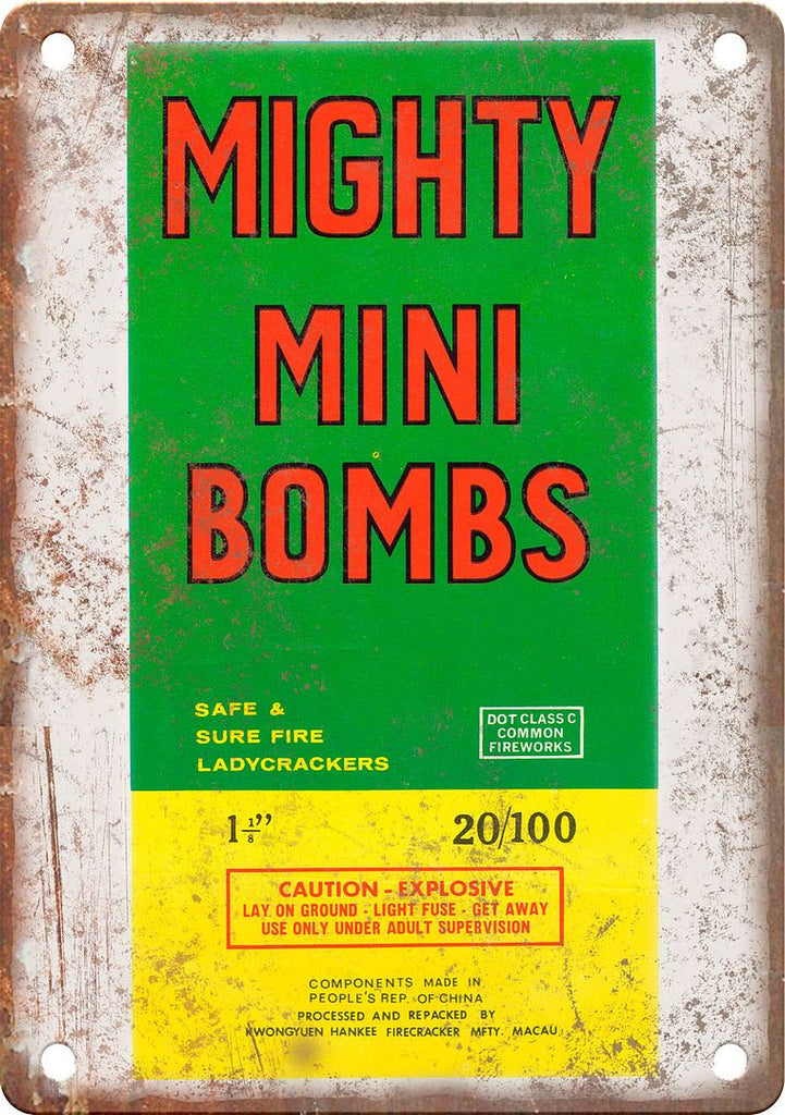 Mighty Mini Firework Pacakage Art Metal Sign