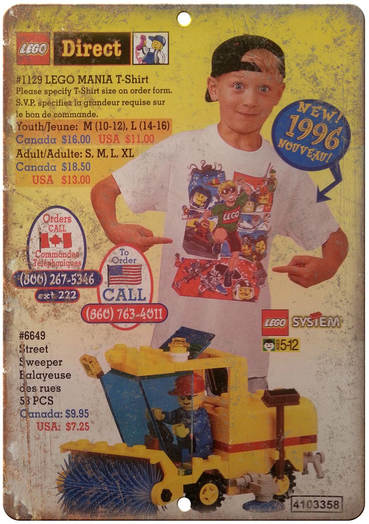 Lego Direct Lego Mania T-Shirt Vintage Ad Metal Sign