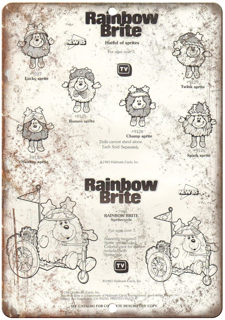 1983 Rainbow Brite Spiritcycle Metal Sign