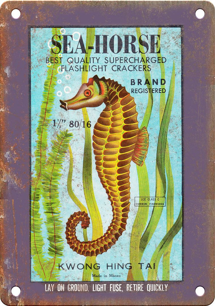 Sea Horse Firecracker Package Art Metal Sign
